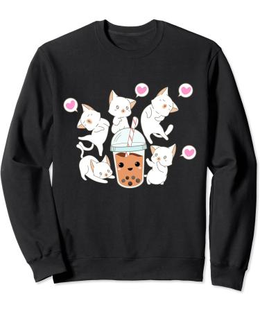 Boba Tea Bubble Tea Kawaii Japanese Lover Cat Kitten Sweatshirt
