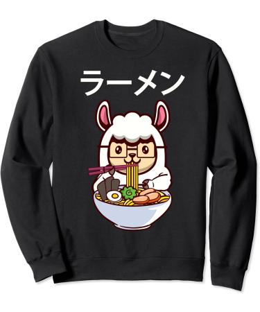Kawaii Llamen Llama Eating a Ramen Noodle Bowl Sweatshirt