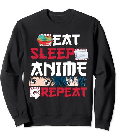 Kawaii Japanese Ramen Noodles Eat Sleep Anime Repeat Anime Sweatshirt