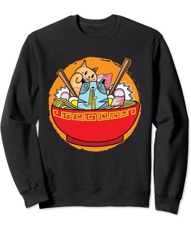 Anime Cat Japanese Ramen Noodles I Funny Ramen Sweatshirt