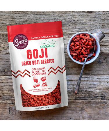 Suncore Foods Organic Dried Goji Berries 8oz - Gluten-Free, Non-GMO (1 Pack) - Buy Online on SooperMarket.com