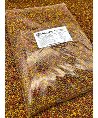 HERONS Koi Trio Pellets 3mm Premium Fish Food - 1Kg | Prebiotic with Spirulina, Omega 3 & Amino Acids | Enhances Color & Growth for Japanese Koi & Pond Fish - Buy Online on SooperMarket.com
