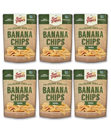 Sun Tropics Island Saba Banana Chips 4 oz (6 Pack) - Vegan, Gluten Free, Non GMO, Coconut Oil, Crispy Fruit Snacks - Buy Online on SooperMarket.com