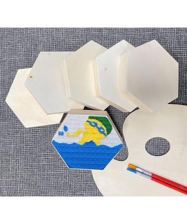 6 Pack 4x4.6 in Hexagon Unfinished Wood Canvas Boards for Painting and Crafts - Buy Online on SooperMarket.com