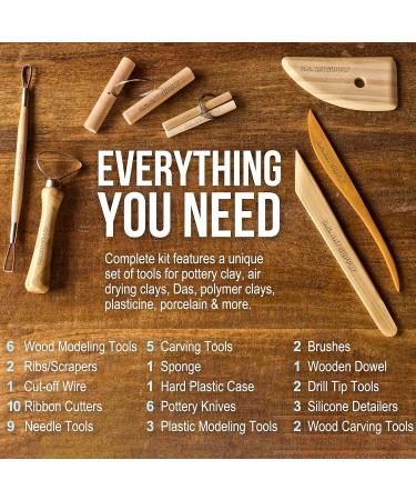 U.S. Art Supply 53-Piece Pottery & Clay Sculpting Tool Set with Hard Plastic Storage Box - Complete Sculpting Kit in Durable Case - Buy Online on SooperMarket.com