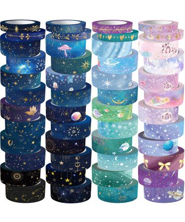 OHMZPERE 50 Rolls Washi Tape Set, Gold Foil Galaxy Washi Tape for Journaling,Scrapbooking Supplies. Design Upgrading Decor and Washi Tape for DIY Crafts, Gift Wrap, Party Decorations