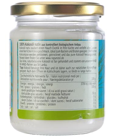 Buy Rapunzel Virgin Coconut Oil HIH - Organic 216 ml | International Shipping Available - Buy Online on SooperMarket.com