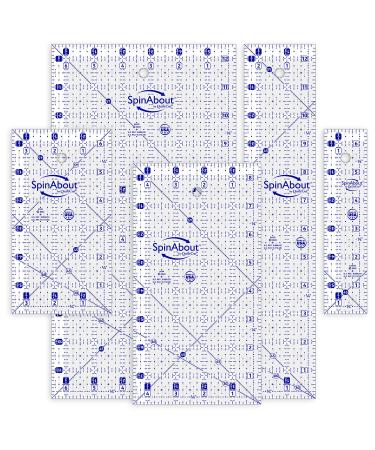 QuiltCut SpinAbout USA Made Non-Slip Quilting Ruler  5 Piece Rectangle Set
