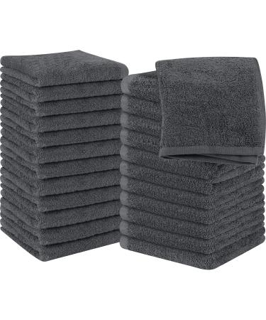 Utopia Towels - 24 pieces of soap cloths 30x30 cm with hanging cuffs absorbent washcloths for wiping and cleaning the face made of 100% cotton (gray) gray 24