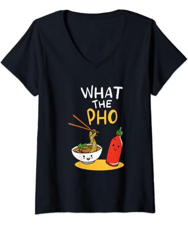 Womens What the Pho Ramen Noodles V-Neck T-Shirt