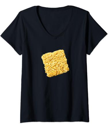 Womens Dry Ramen Noodle Brick V-Neck T-Shirt