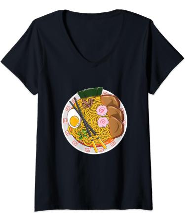 Womens Kawaii Ramen Noodle Japanese Ramen Life V-Neck T-Shirt