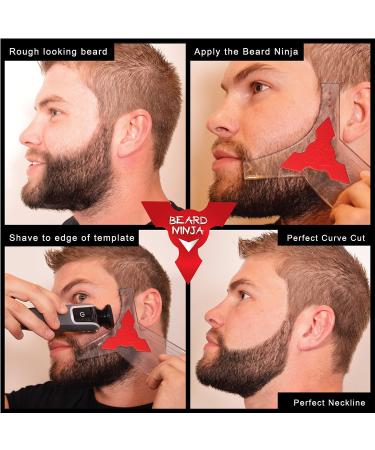 BEARD NINJA Beard Shaping Tool - Lineup & Edging Template for Goatee, Mustache, Neckline - Red - Buy Online on SooperMarket.com