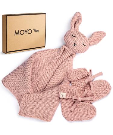 Moyo Baby Gift Set in Ros I 2-part gift set with a knitted sniffer towel rabbit & Sch hchen i gift for birth for young & girls i baby gifts for newborns