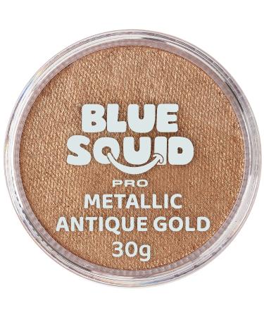Blue Squid PRO Face Paint - Metallic Antique Gold (30gm) Professional Water Based Single Cake Face & Body Paint Makeup Supplies for Adults Kids Halloween Facepaint SFX Water Activated Face Painting