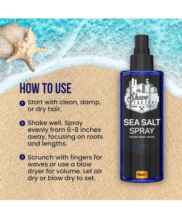 the shave factory Ocean - Sea Salt Spray Salt Water Spray Hair Salt Spray for Hair Volume Spray Texture Spray Hair (1 x 250 ml (8.45 Floz)) - Buy Online on SooperMarket.com
