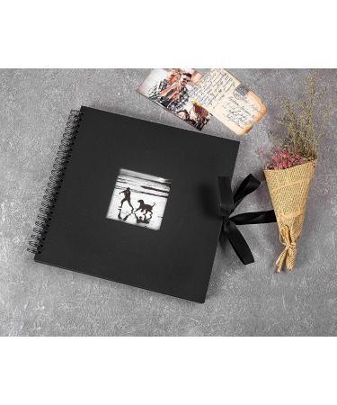 12x12 Inch Wedding Scrapbook Photo Album with 216 Photo Corners - 60 Pages, Black - Buy Online on SooperMarket.com