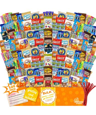 Care Package (120 Count) Variety Snacks Gift Box - College Students Military Work or Home valentines day 2022 - Chips Cookies & Candy! Sweet Choice
