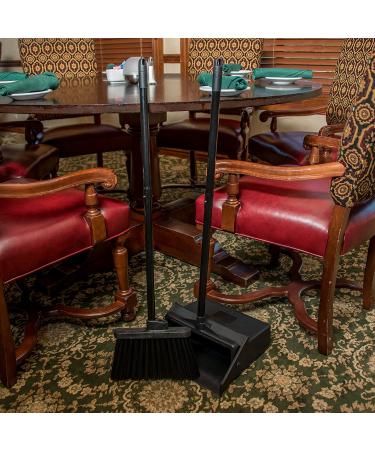 Duo-Pan Plastic Lobby Pan and Duo-Sweep Broom Combo | 36 Overall Length x 11-51/64 Width | Black - Buy Online on SooperMarket.com
