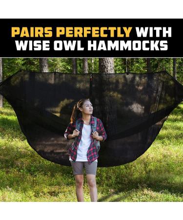 Wise Owl Outfitters Hammock Bug Net - Premium Waterproof Mesh Netting with Double-Sided Zipper for Hammocks - Essential Camping Gear in Black - Buy Online on SooperMarket.com
