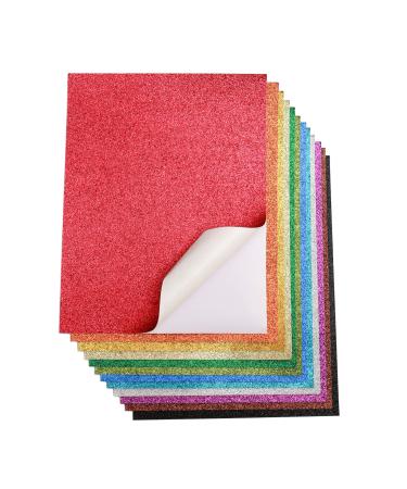 Glitter Cardstock - Self-Adhesive - 20 Pack - 8.5 x 11 Inches - Premium Glittery Sheets for DIY Crafts Art Projects Party Decor Gift Box Wrapping - Sparkling Paper - 12 Color Assortments | 200GSM Assorted Colors - Sel...
