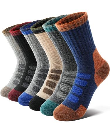 Anlisim merino hiking socks children boy girl wool socks warm sports socks thick thermosock trekking winter socks socks children 6 couples 26-29 check
