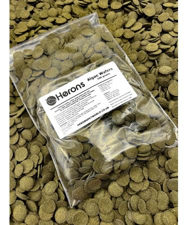 HERONS - Spirulina Algae Wafers - 15 mm Sinking Wafer - For all Bottom-Feeding Fish and Crustaceans - Rich in Fiber - Immune Support - Enhance Colour and Improves Digestion - 200 Grams