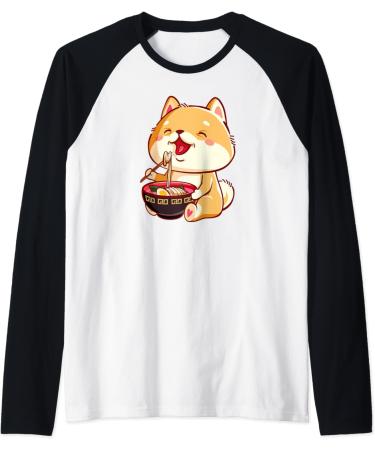 Ramen Noodle Shiba Inu Kawaii Ramen Shiba Inu Ramen Life Raglan Baseball Tee