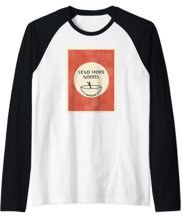Send more noods - Ramen Noodles Retro Japanese Art Design Raglan Baseball Tee