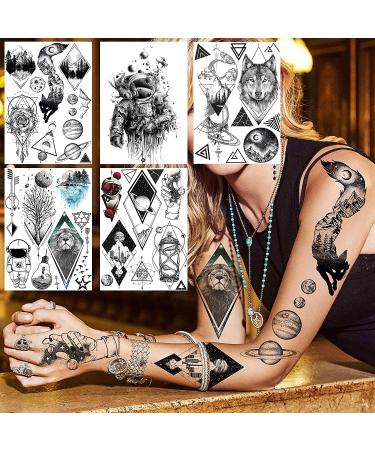 JOEHAPY 33 Sheets Black Outer Space Temporary Tattoos - Geometric Planets and 3D star designs for Kids and Adults - Buy Online on SooperMarket.com