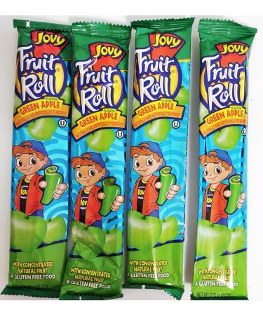 0.75oz Jovy Fruit Roll Snack, Green Apple (4 Packets Per Order)