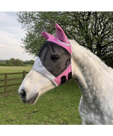 Shires Half Face Fine Mesh Fly Mask With Ears-Full-Pink