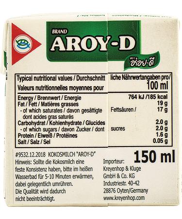 Aroy-D 100% Coconut Milk Mini 5.1oz - Pack of 6 | Gluten-Free, Vegan | 30.6 Fluid Ounces Total - Buy Online on SooperMarket.com
