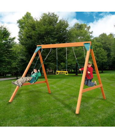 Swing-N-Slide PB 8360 Ranger Wooden Swing Set with Swings, Brown (Amazon Exclusive)