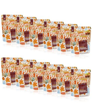 French Gourmanity 3.5 oz Pack Of 12, Organic Roasted Chestnut Pouches From Ardeche, Chestnuts Roasted Peeled, Cooked Whole Chestnuts From France, Chestnuts Peeled And Ready To Eat, Shelled Chestnuts