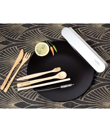 C4wrd Reusable 6-Piece Bamboo Cutlery Set in Metal Tin | Eco-Friendly Travel Utensils for On-the-Go Dining - Buy Online on SooperMarket.com