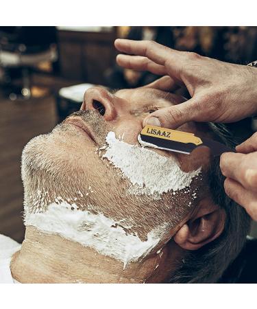 Lisaaz Straight Razors for Men - 100 Blades, Black Stainless Steel, Professional Finish - Quality Mens Shaving Razors - Navajas para Barbero - 4.8 inch Matte Black Gold Clip - Buy Online on SooperMarket.com