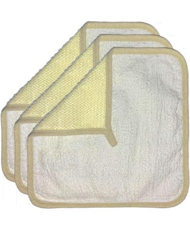 3 pcs 12 Large XL Soft Weave & Bamboo Fiber Home Shower Spa Exfoliating Face and Body Wash Cloths  Dual-Sided with Exfoliating Scrub - Remove Dead Skin - Great for Skin in The Bath