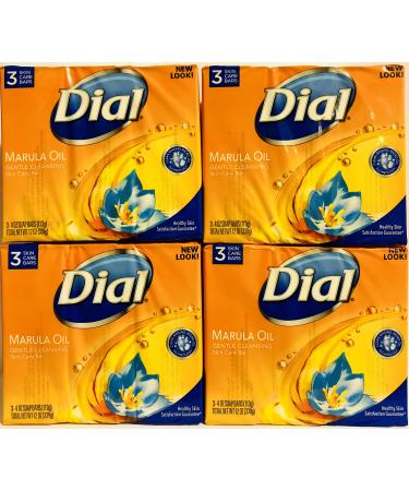 Dial Skin Care Bar - Marula Oil - Gentle Cleansing - 4 OZ (113 g) Per Bar - 3 Count Bars Per Package - Pack of 4 Packages