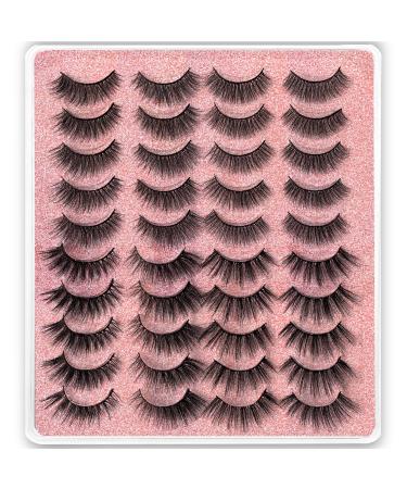 PURELEOR 20 Pairs False Eyelashes 4 Styles Mixed 3D Faux Mink Lashes Fake Eyelash(Mixed-03)