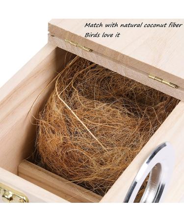 Wooden Parakeet Nesting Box with Coconut Fiber Toy - Ideal for Cockatiel Lovebirds Budgie Finch Canary - 7.8x4.8x4.8 - Buy Online on SooperMarket.com