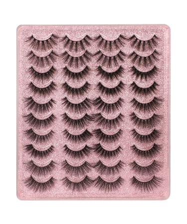 20 Pairs False Eyelashes 3D Faux Mink Lashes Natural Look Wispy Fake Eyelashes ALPHONSE 16-20MM Fluffy Volume Long Thick Lashes Pack 5 Styles Mixed Baby Pink / 5 Styles