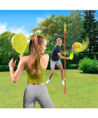 Swingball Classic Original - Red & Yellow | Outdoor Fun | Traditional Ground Set with Tennis Ball & 2 Bats | Ages 5+ - Buy Online on SooperMarket.com