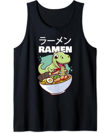 Kawaii Dino T-Rex eating Japanese Soup Ramen Noodle Tank Top