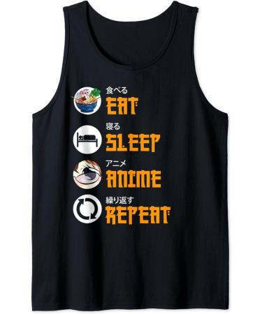 Eat Sleep Anime Repeat Kawaii Ramen Noodles Japanese Anime Tank Top