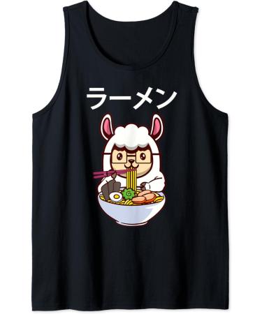 Kawaii Llamen Llama Eating a Ramen Noodle Bowl Tank Top
