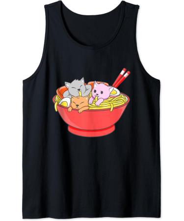 Anime Japanese Cat Ramen Kawaii Ramen Noodle Life Tank Top