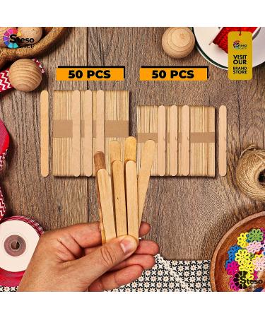 Craft Supplies: Premium Quality Popsicle Sticks - 100 pcs Assorted Sizes - Jumbo, Mini, Large Wood Strips - Ideal for Kids Crafts - Buy Online on SooperMarket.com