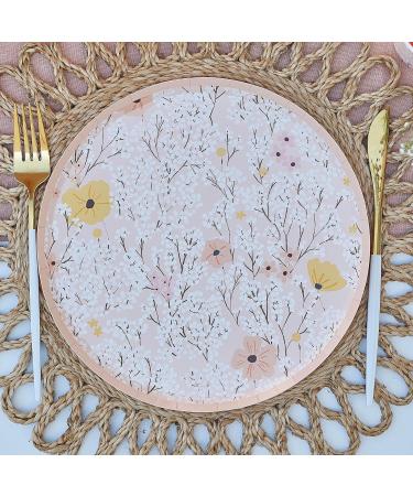 Ginger Ray Pink Flower Paper Birthday Plates | Party Tableware | Pack of 8 - International Shipping Available - Buy Online on SooperMarket.com