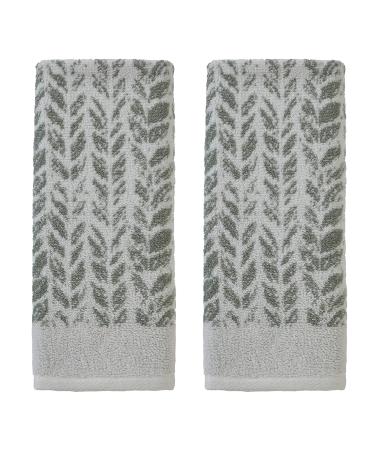 SKL Home by Saturday Knight Ltd. Distressed Leaves Hand Towel (2-Pack),Sage Sage 16" x 26"